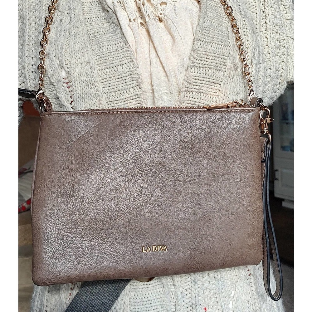 La Diva Leather & Faux Leather Mini Crossbody / Wristlet